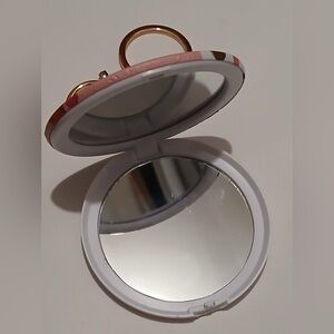 NWT ~ Floral Pink Cosmetic Pouch and Makeup Mirror keychain Set NEW Never Used